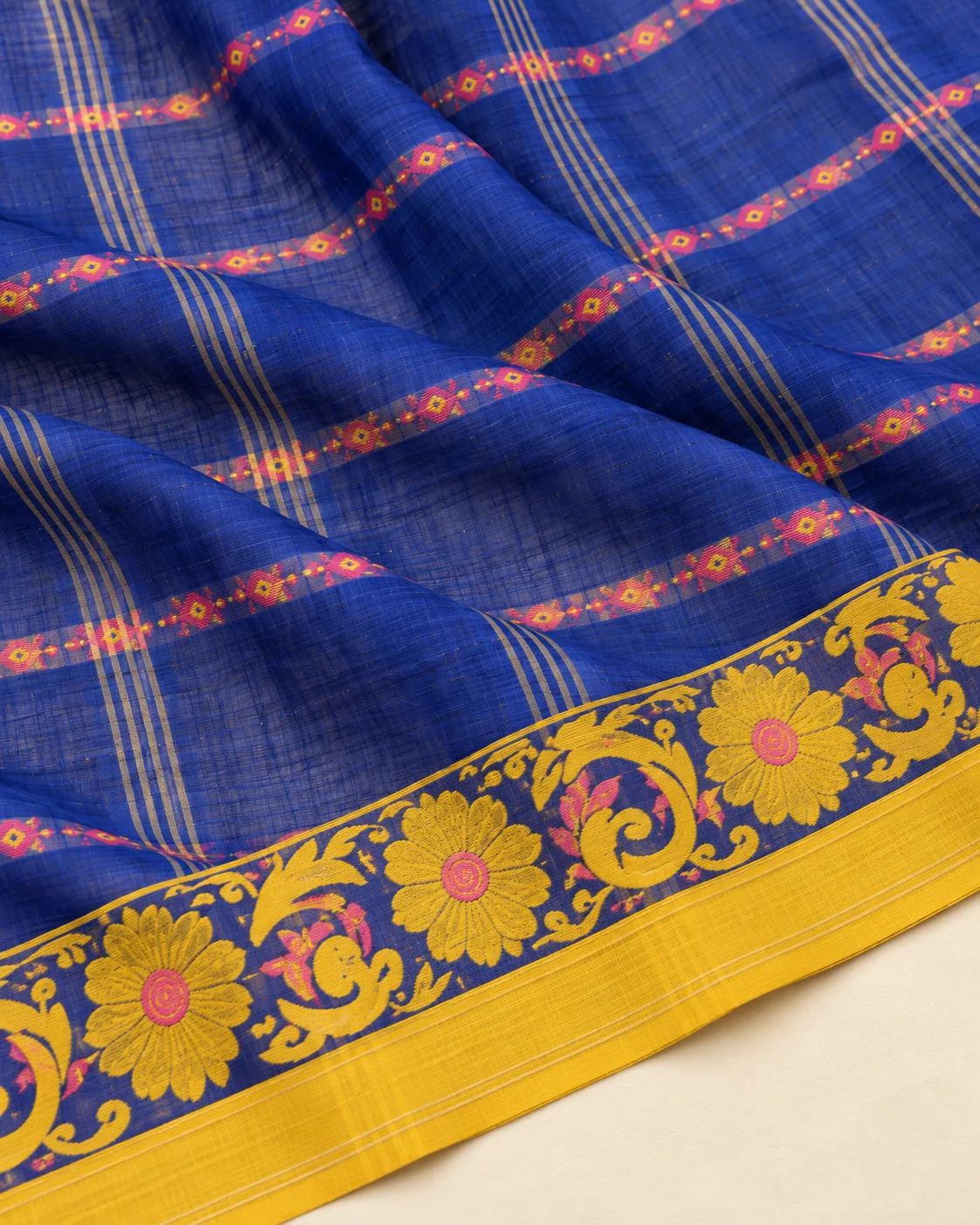 Pure Cotton Shantipur Blue Saree