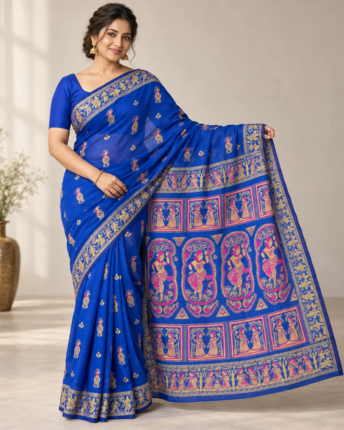 Kanji Puram Blue Silk Saree