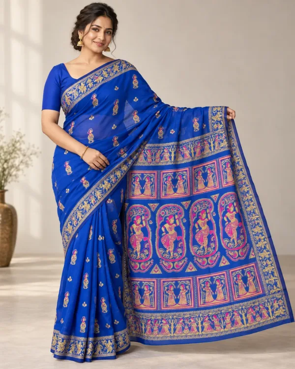 Kanji Puram Blue Silk Saree