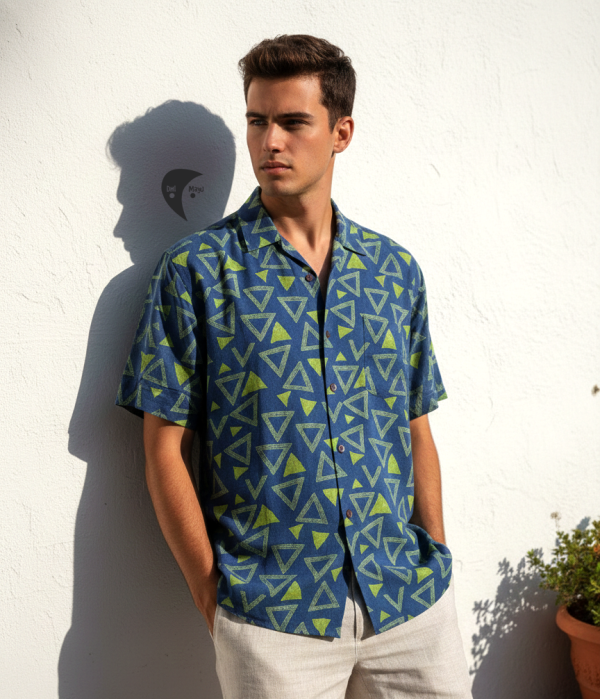 Green Triangle Motif pure Cotton Shirt