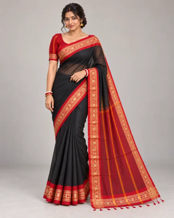 Dhakai Jamdani Black Saree