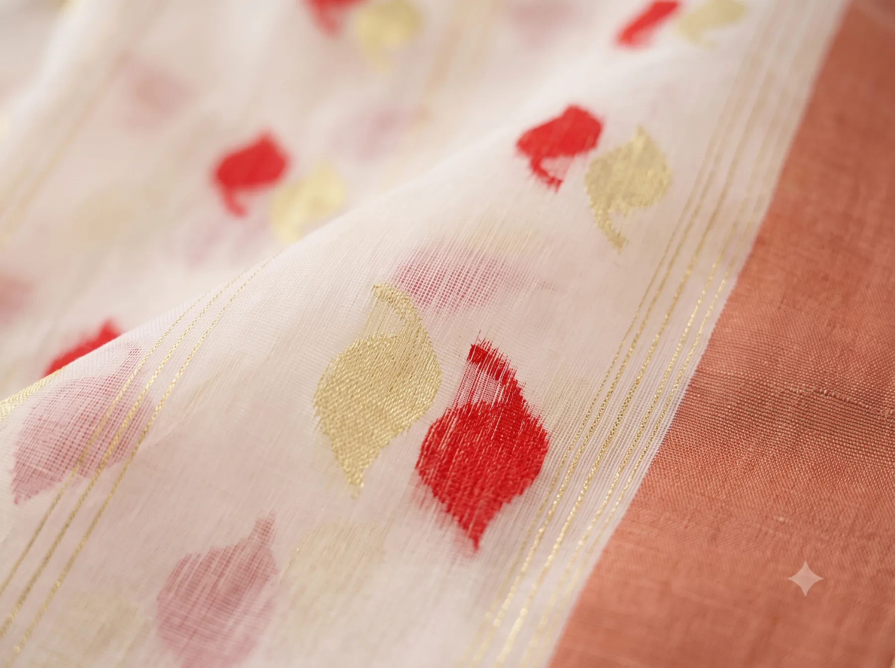 Handloom Mouchak White Saree