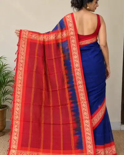 Blue Dhakai Jamdani Saree