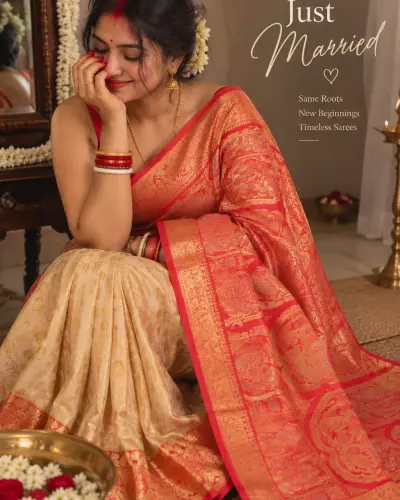 Kanji Banan Orange Silk Saree