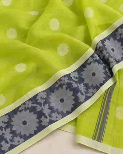 Pure Cotton Shantipur Light Green Saree
