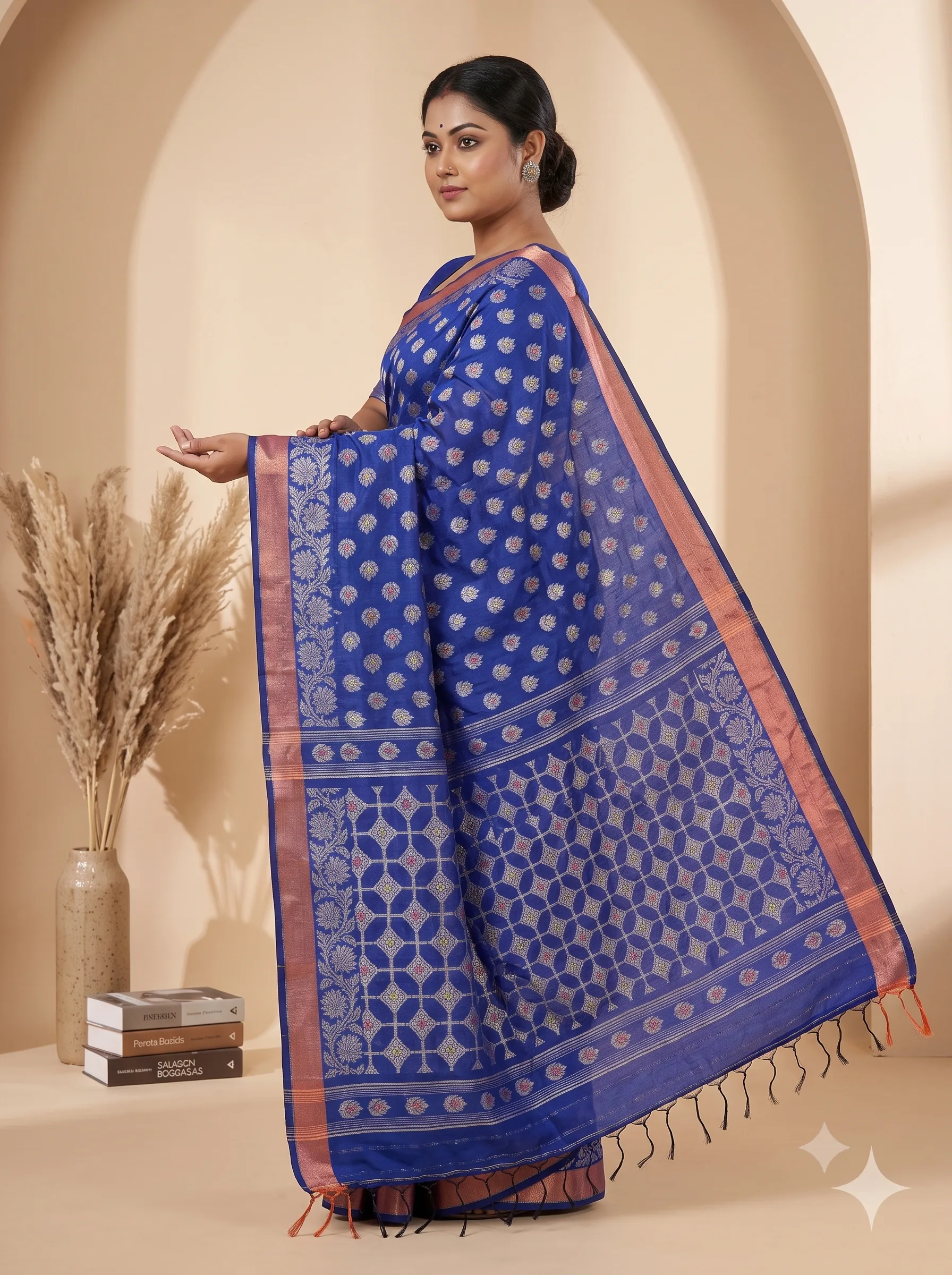 Handloom Lotus Blue Saree