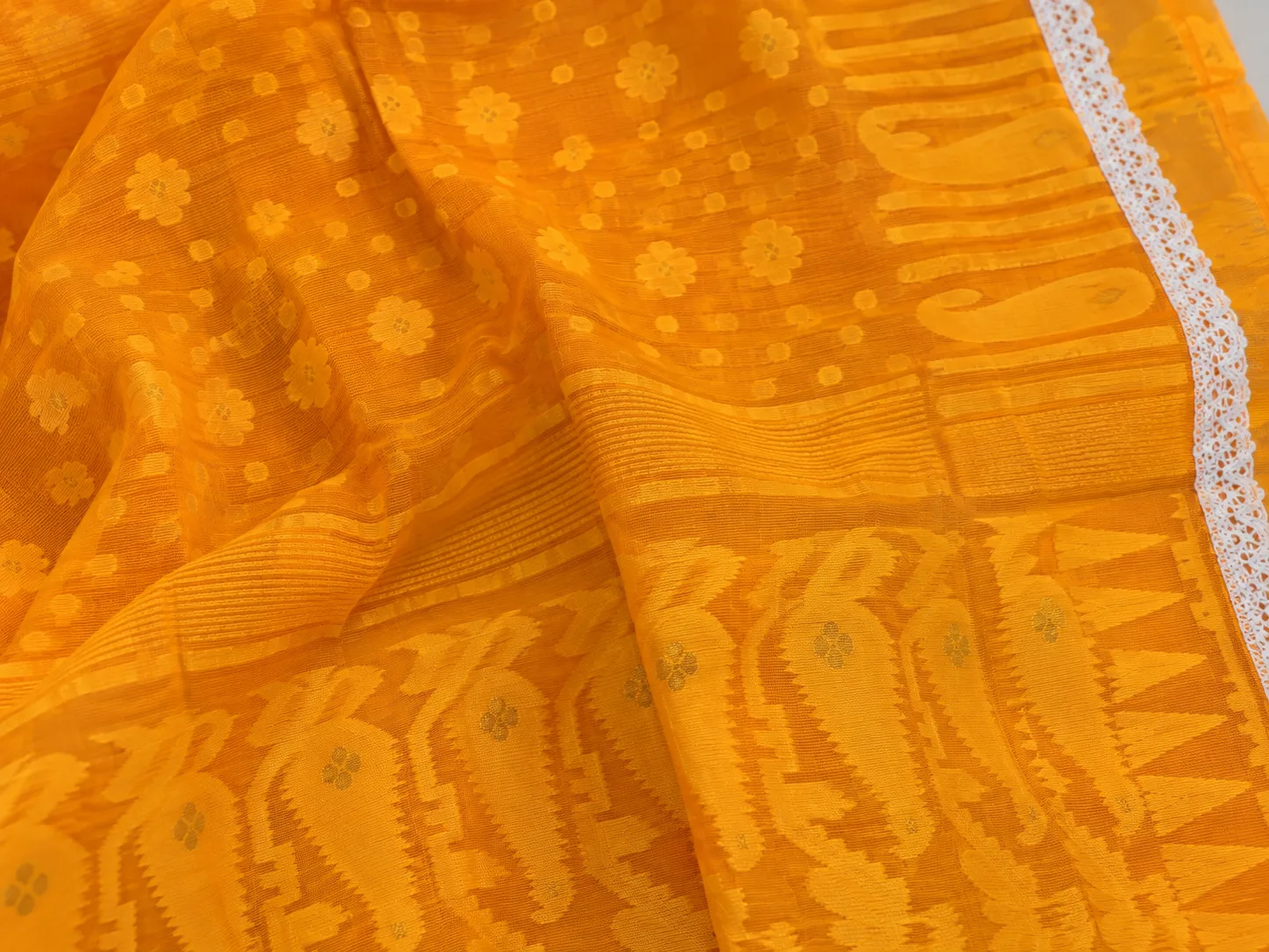 Customised Achal Yellow Saree