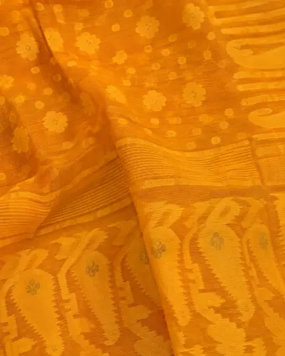 Customised Achal Yellow Saree