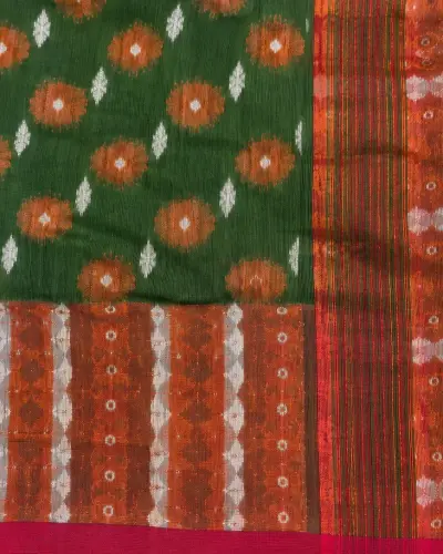 Handloom Flower Green Saree
