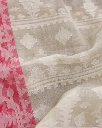 Muslin Trending White Red Saree