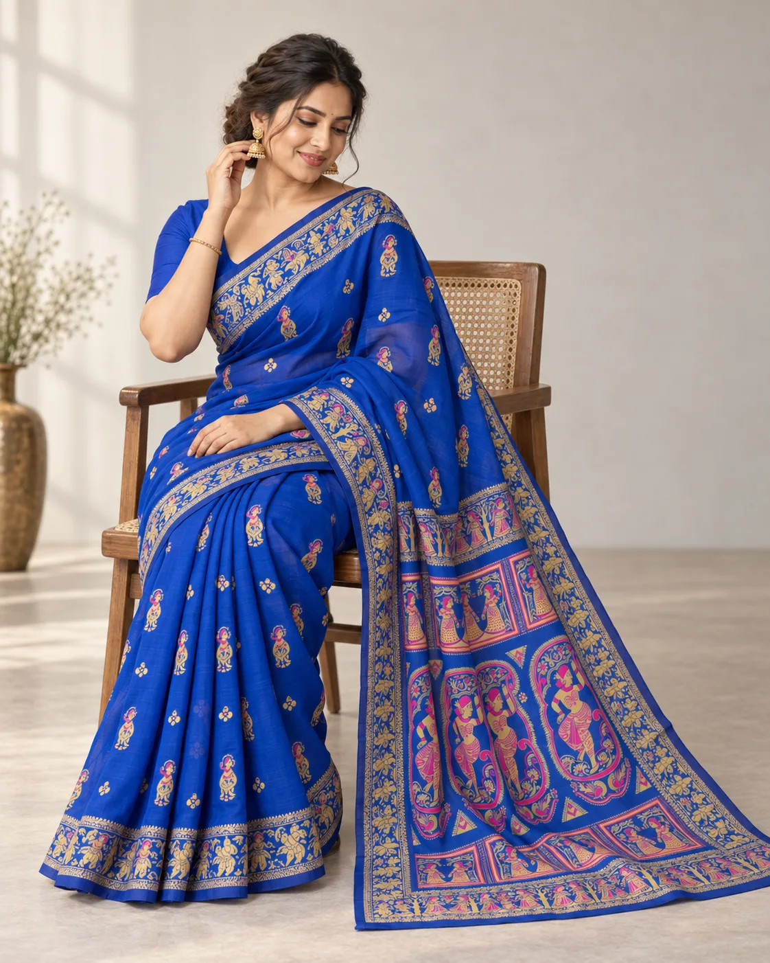 Kanji Puram Blue Silk Saree