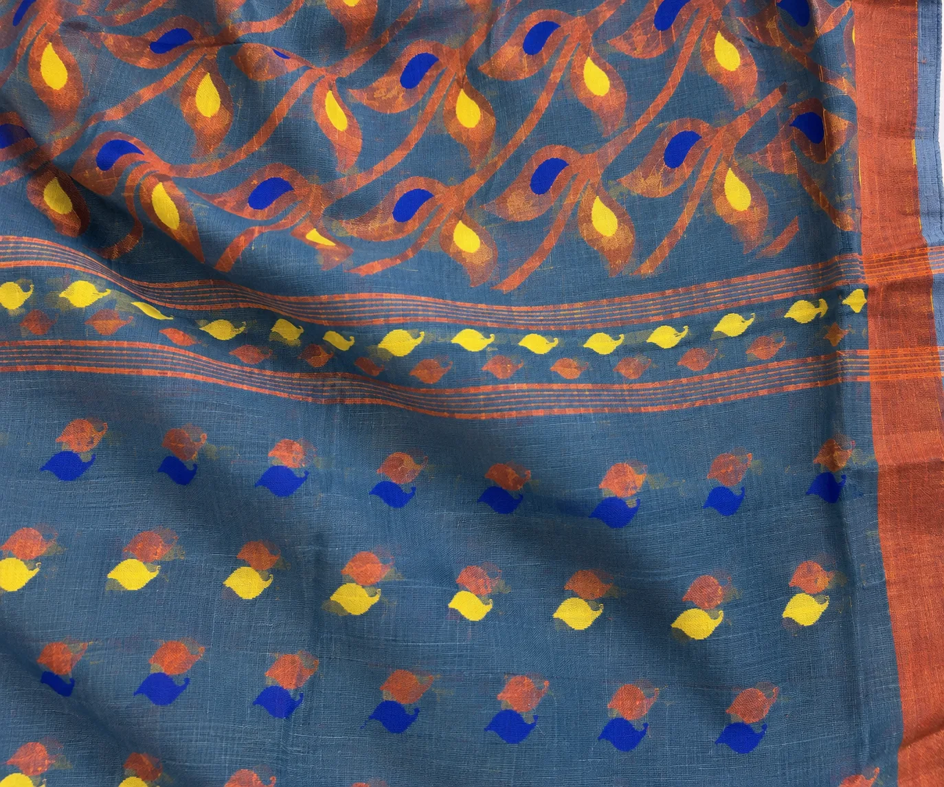 Handloom Mouchak Blue Saree Shantipur Handwoven Saree