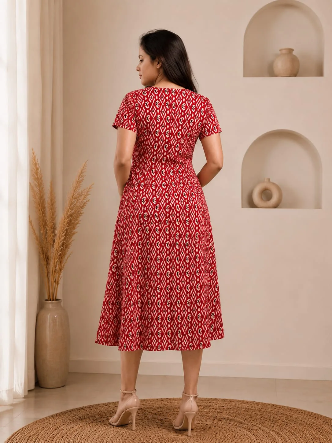 Kalamkari Print Pure Cotton Dress With Large Pockets both side