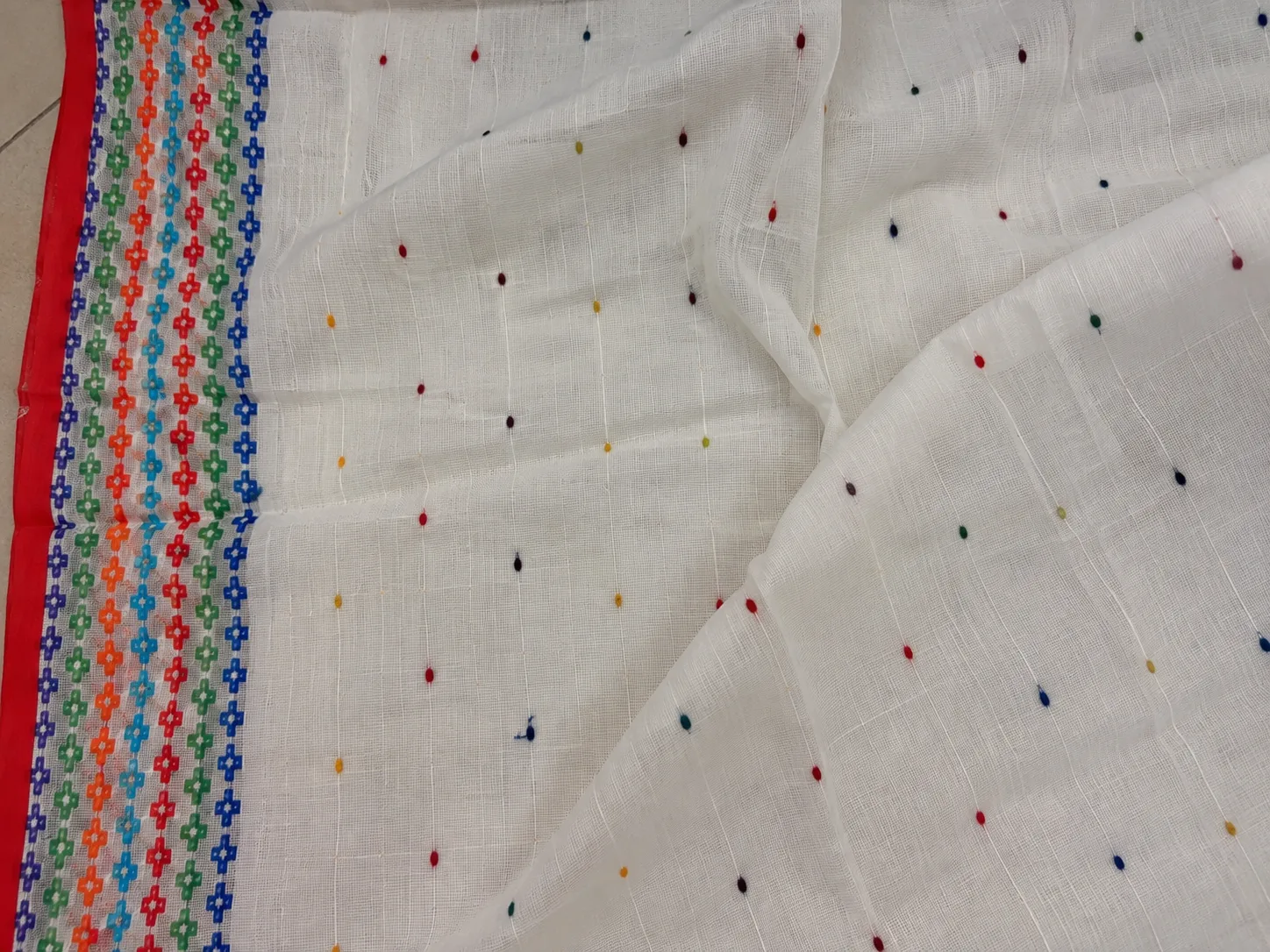 Multicolor White Boutique Saree