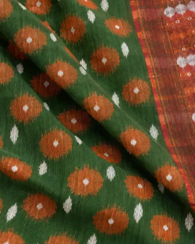 Handloom Flower Green Saree