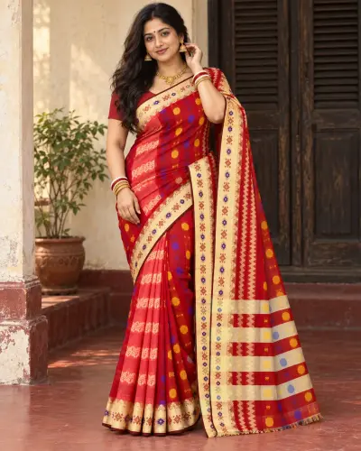 Bangladesi Silk Red Saree
