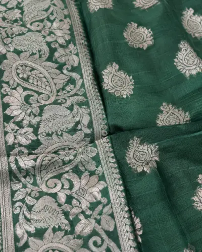 Jamdani Silk Green Saree
