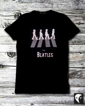 Beatles Abbey Black TShirt Hand Printed