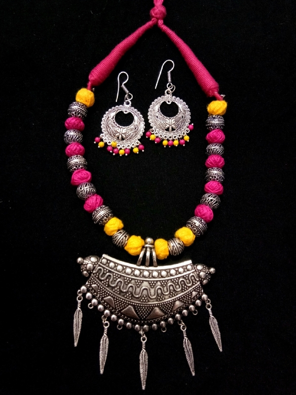 Pink and Yellow Necklace Set