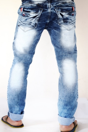 Denim Blue Patch Faded Lycra Sparky Jeans