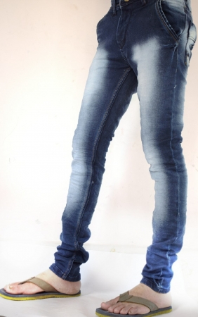 Denim Dark Blue Patch Faded Lycra Sparky Jeans