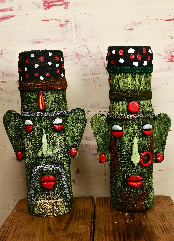 Tribal Couple Bottle Art