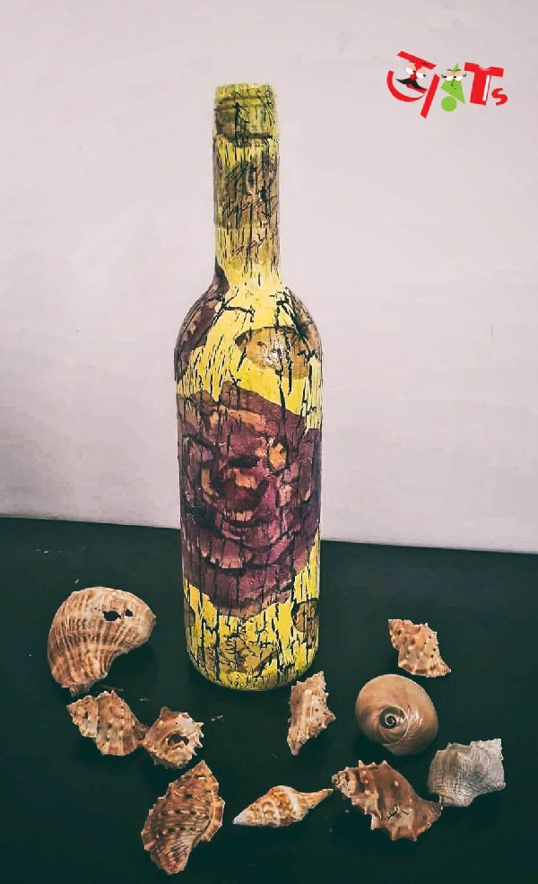 Decoupaged Bottle Art