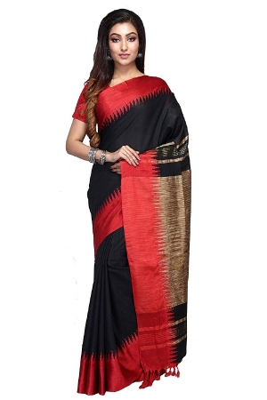 swatika Bhagalpuri Handloom Women's Black Colour Cotton Silk Saree with Blouse Piece Model No - S8NV0040