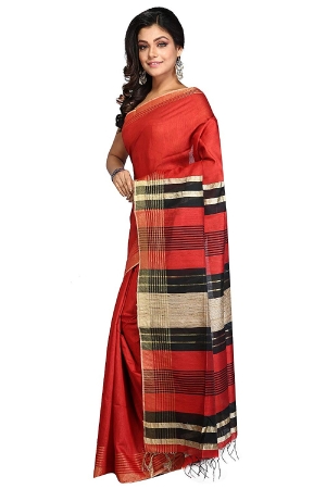 swatika Ethnic Indian Bhagalpuri Handloom Red color Cotton Silk Saree with an unstitched Blouse Piece Model No - MS18JY24