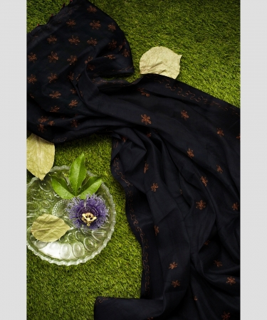 Black khadi cotton saree