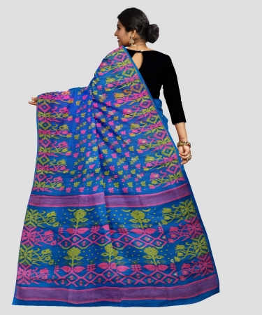 Bengal Handloom Blue Cotton Tant Saree